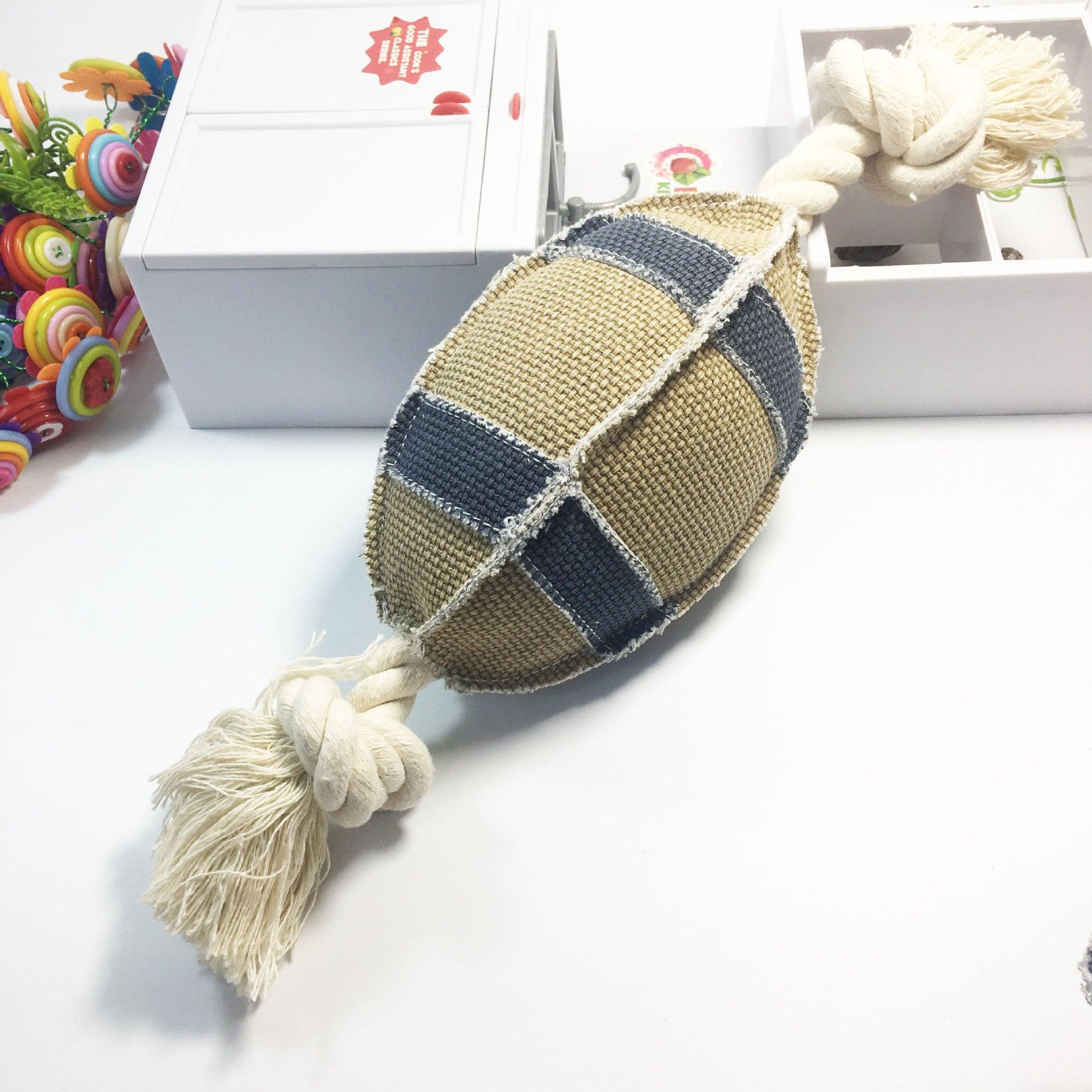 Durable Linen Cotton Rope Dog Toy For Rugby Training - Bite Resistant And Engaging-0