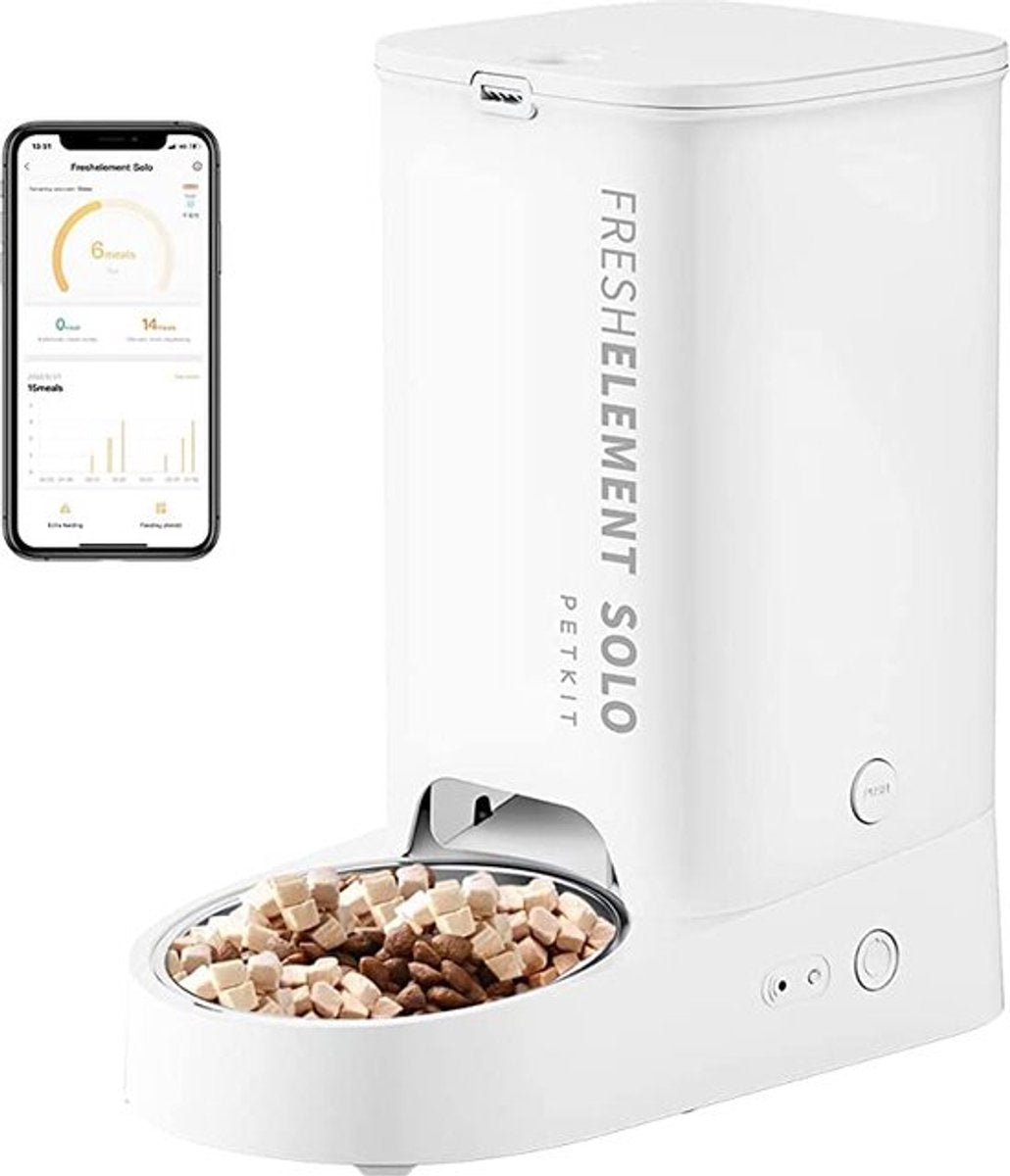 Petkit - fresh element solo - automatische voerbak voor kat en hond - wit - app bediening-0