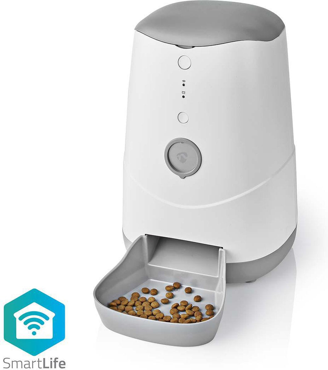 Nedis smartlife automatische voerbak – voor hond kat – voerautomaat met app – 3,7l – wit-0