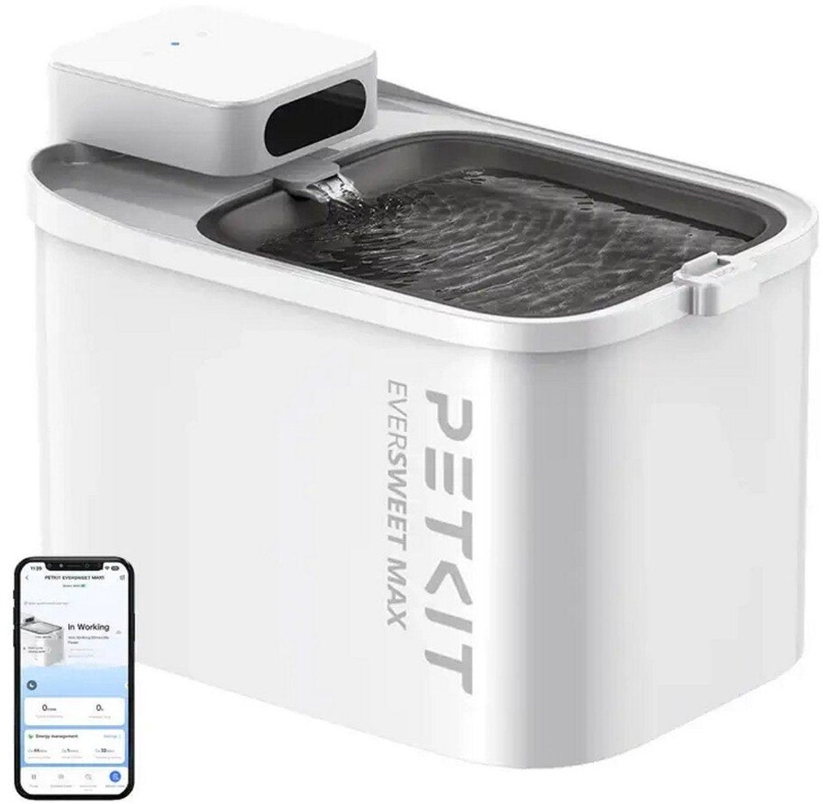 Petkit - eversweet max - automatische drinkfontein voor kat en hond - 3l kat drinkfontein - geruisloos - met filter-0