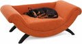 Flamingo Hondenbed – sofa hond – sofa kat – dingo rechthoekig oranje – 80 x 43 x 28 cm – houten pootjes – afwasbaar – luxe hondenbank