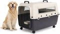 Flamingo reisbench hond – autobench – transportbox hond – fomad donkergrijs xl (60x90x68,5 cm) – kunststof – met metalen deur veiligheidsslot – inclusief eet- en drinkpot wielen –-0