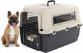 Flamingo reisbench hond – autobench – transportbox hond – fomad donkergrijs m (53x67x47 cm) – kunststof – met metalen deur veiligheidsslot – inclusief eet- en drinkpot –-0