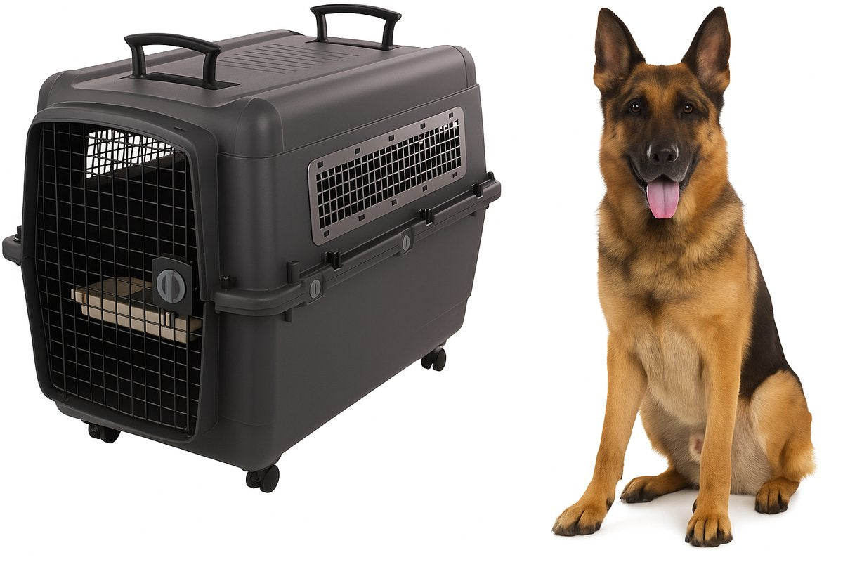 Flamingo reisbench hond – autobench – transportbox hond xxl 101x67x81 cm – transportkooi lanta donkergrijs-0