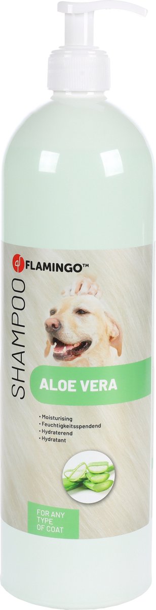 Flamingo hondenshampoo aloë vera – 1l – hydraterende shampoo voor elk vachttype – verzorgende hondenverzorging –-0