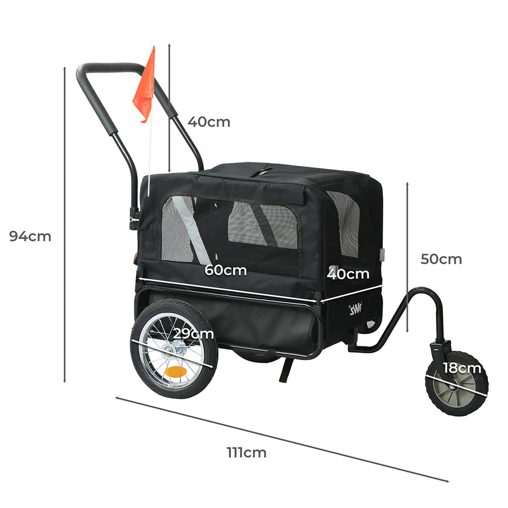 PaWz Pet Stroller Bike Trailer 2-IN-1 Sunroof-1