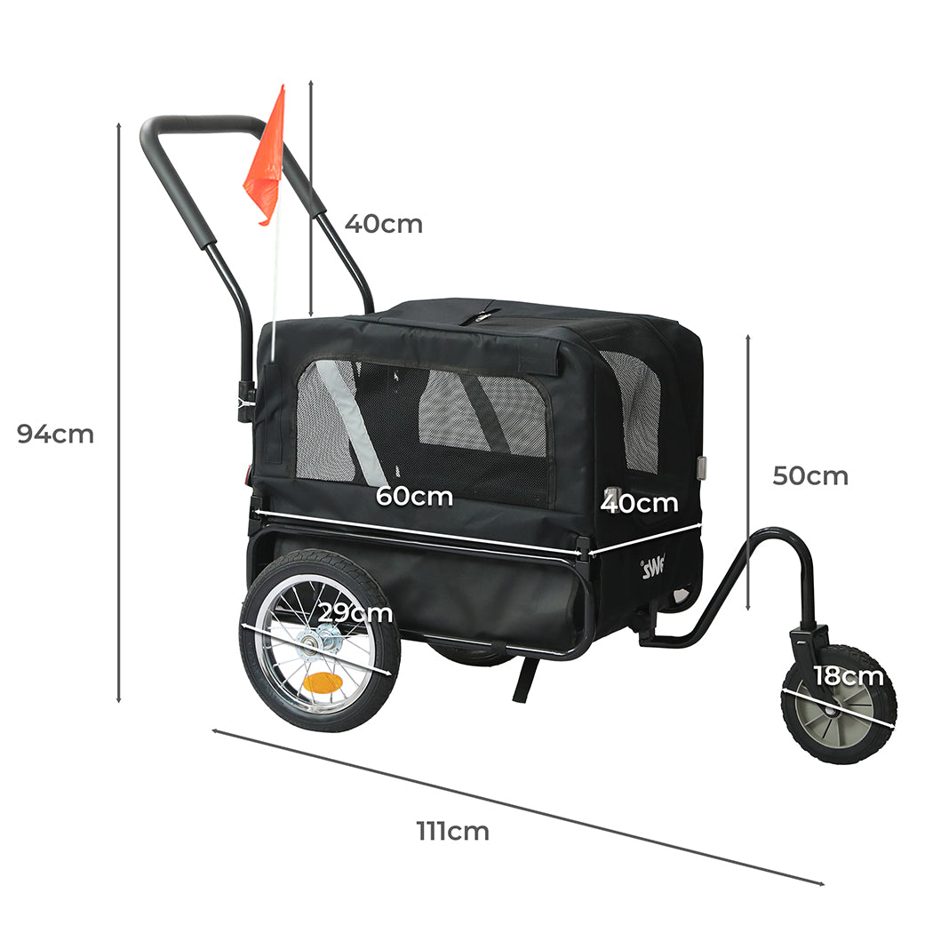 PaWz Pet Stroller Bike Trailer 2-IN-1 Sunroof-1