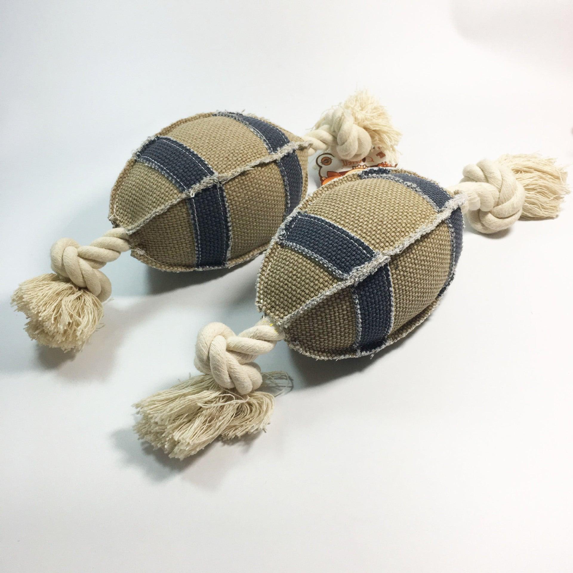 Durable Linen Cotton Rope Dog Toy For Rugby Training - Bite Resistant And Engaging-1