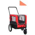 NNEVL 2-in-1 Pet Bike Trailer & Jogging Stroller Red and Black-0