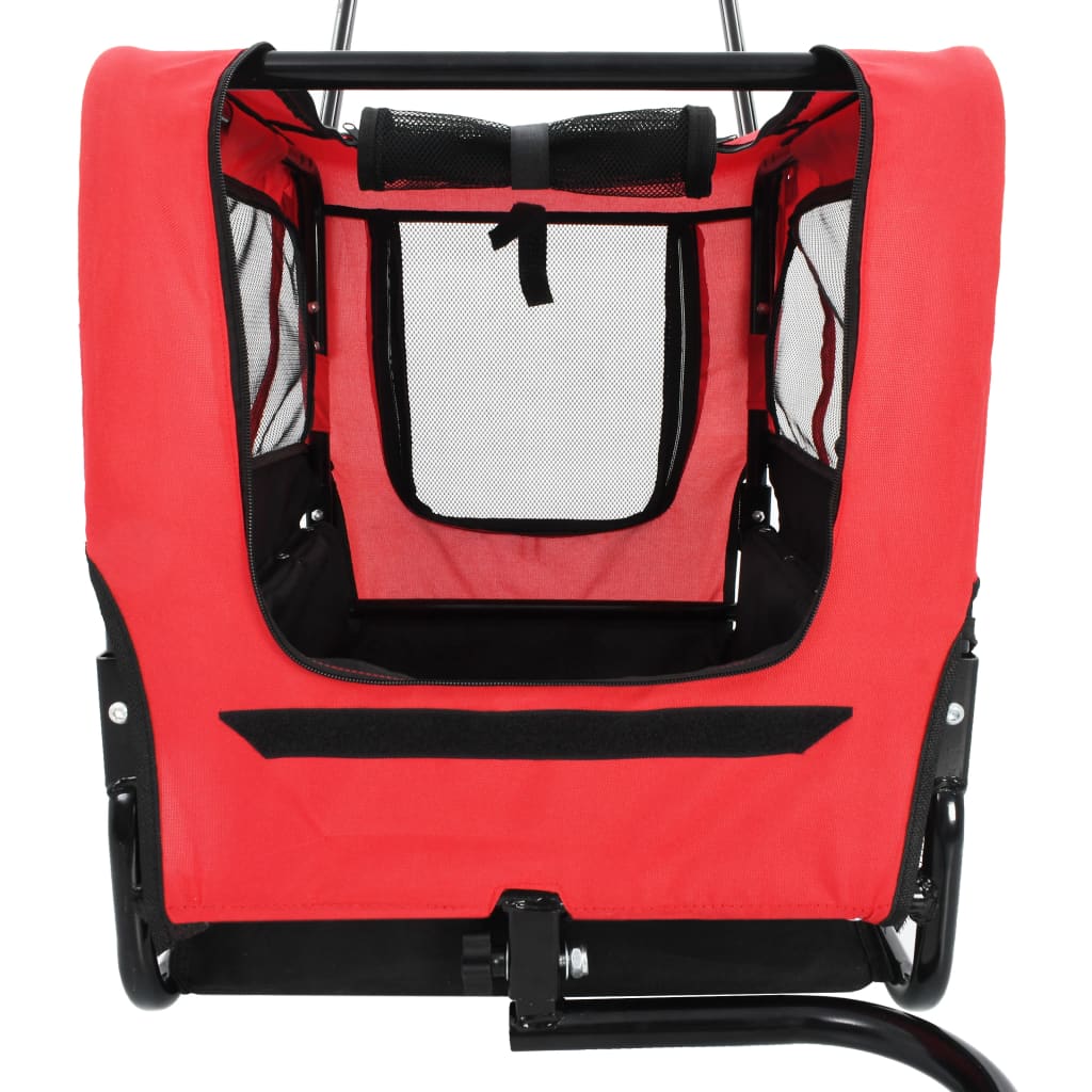 NNEVL 2-in-1 Pet Bike Trailer & Jogging Stroller Red and Black-3
