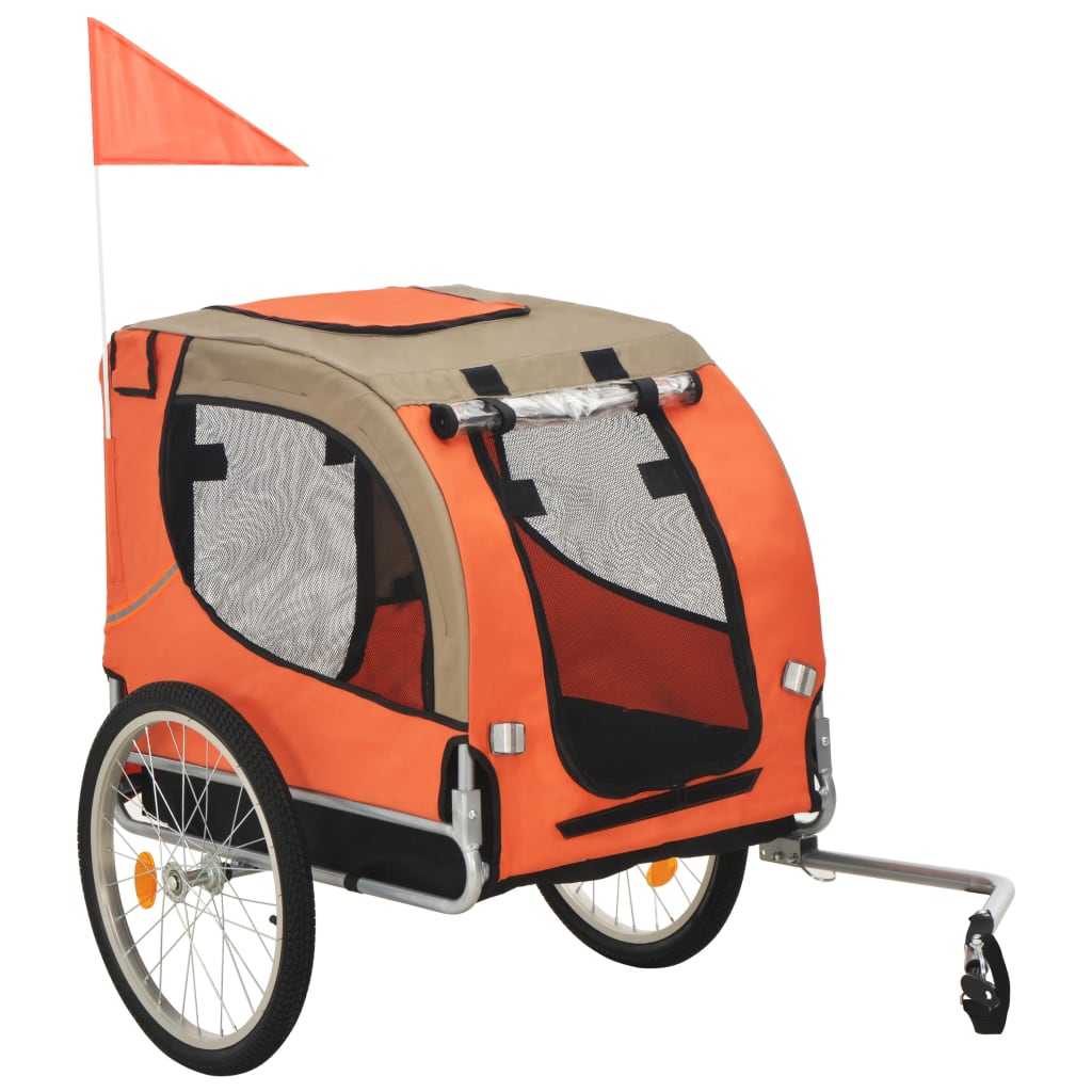 NNEVL Dog Bike Trailer Orange and Grey-0