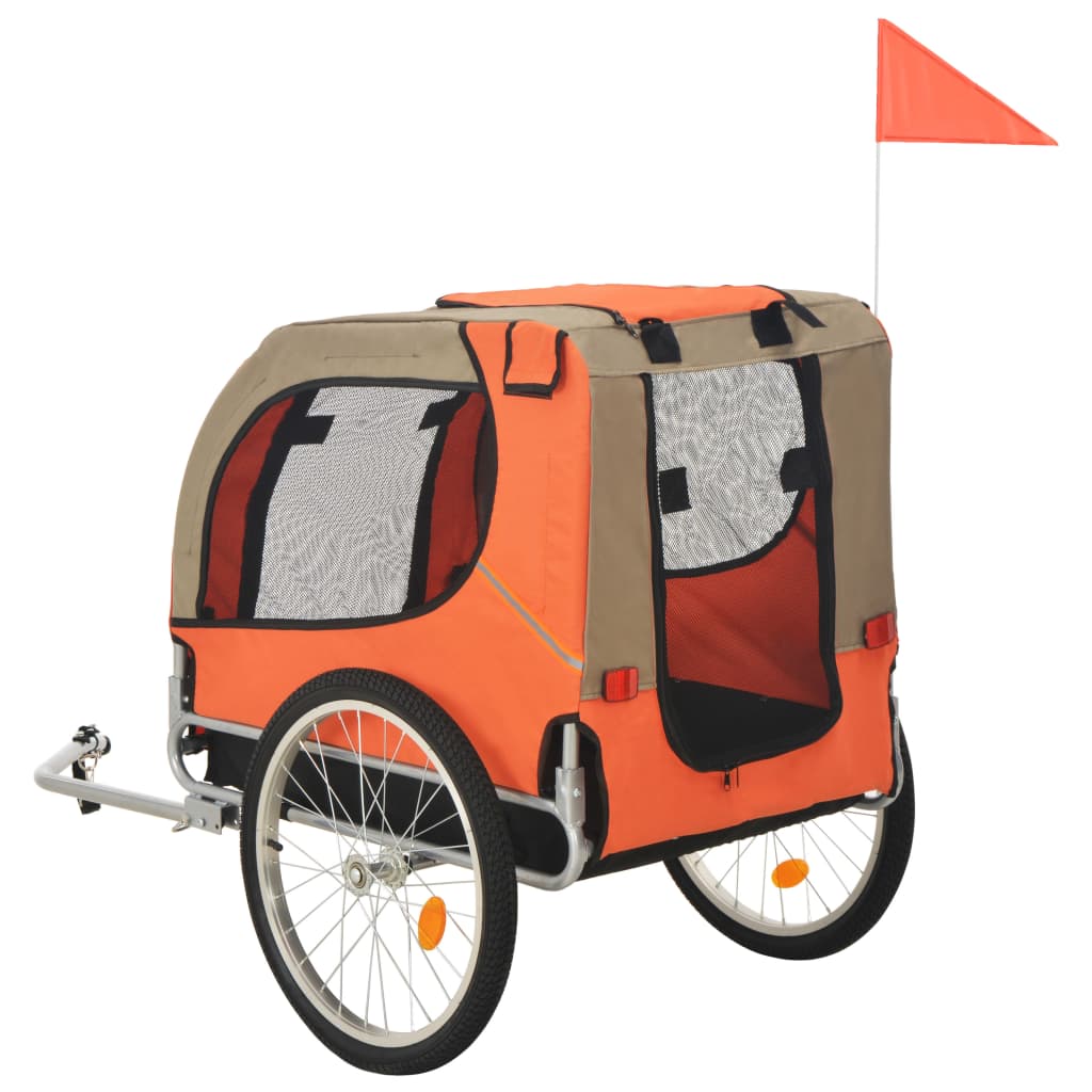 NNEVL Dog Bike Trailer Orange and Grey-2