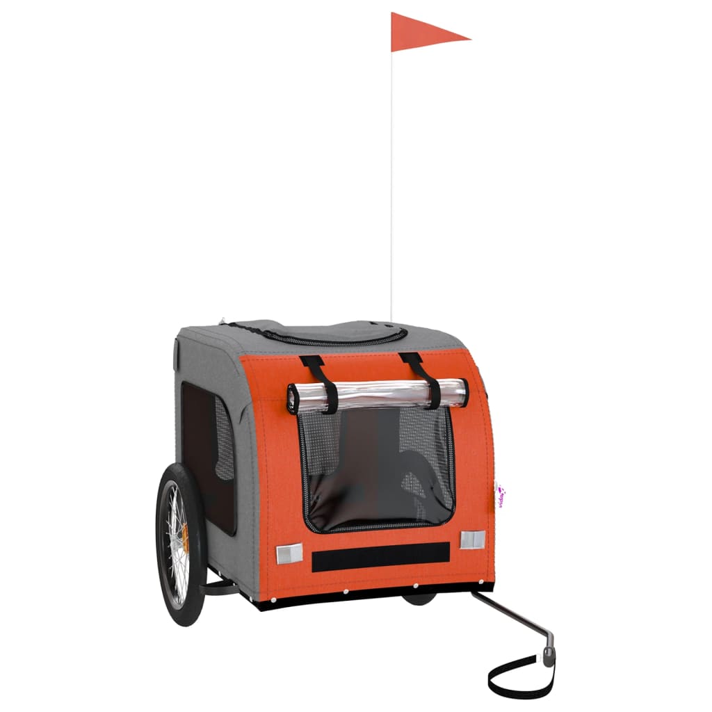 NNEVL Dog Bike Trailer Orange and Grey Oxford Fabric and Iron-1