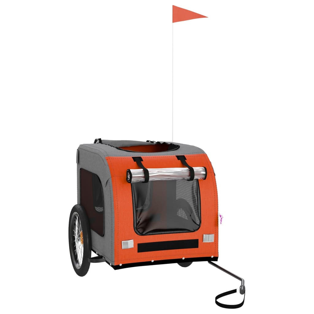 NNEVL Dog Bike Trailer Orange and Grey Oxford Fabric and Iron-2