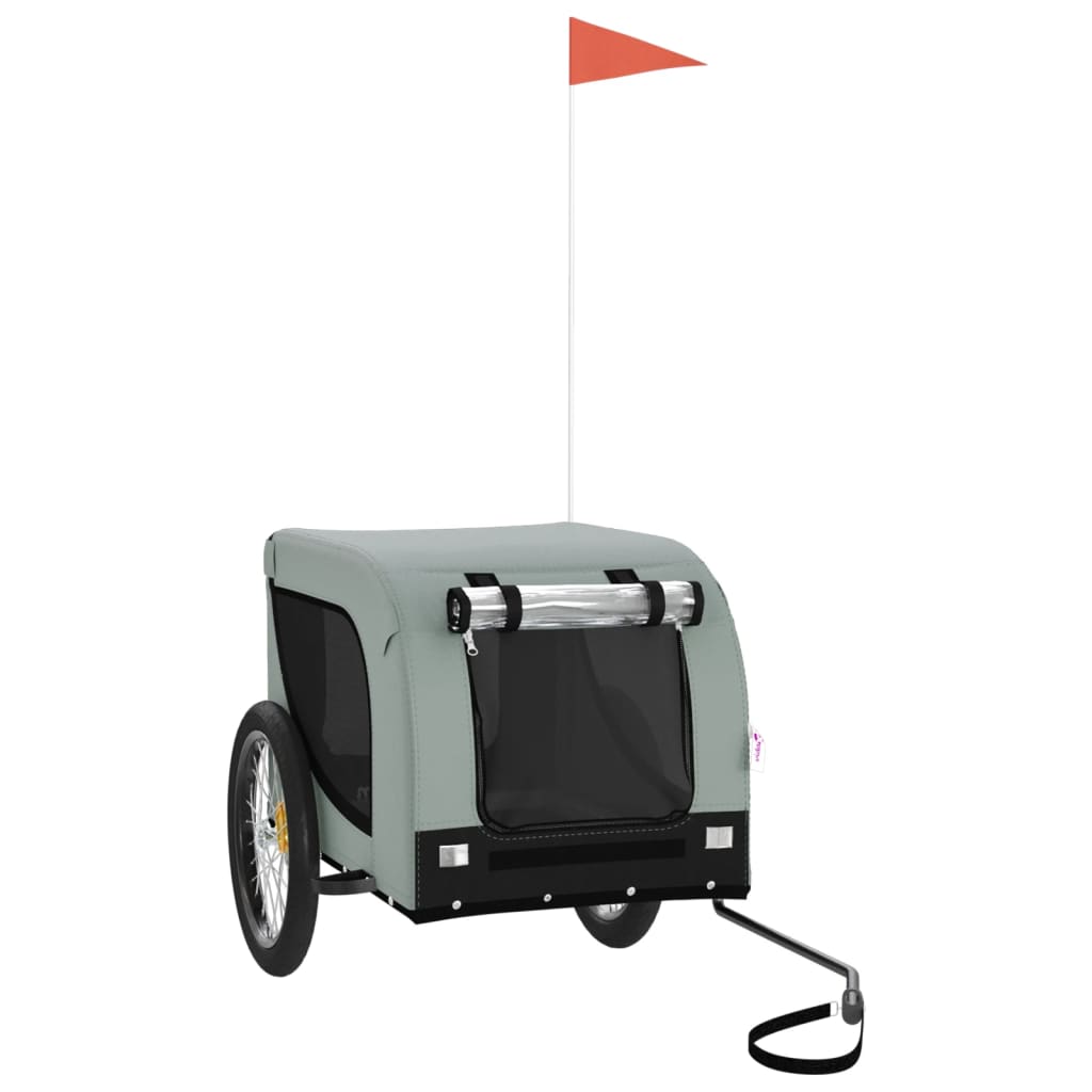 NNEVL Dog Bike Trailer Grey and Black Oxford Fabric and Iron-1