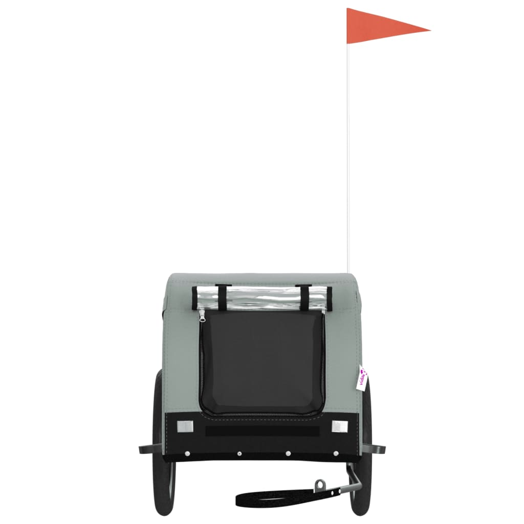 NNEVL Dog Bike Trailer Grey and Black Oxford Fabric and Iron-2