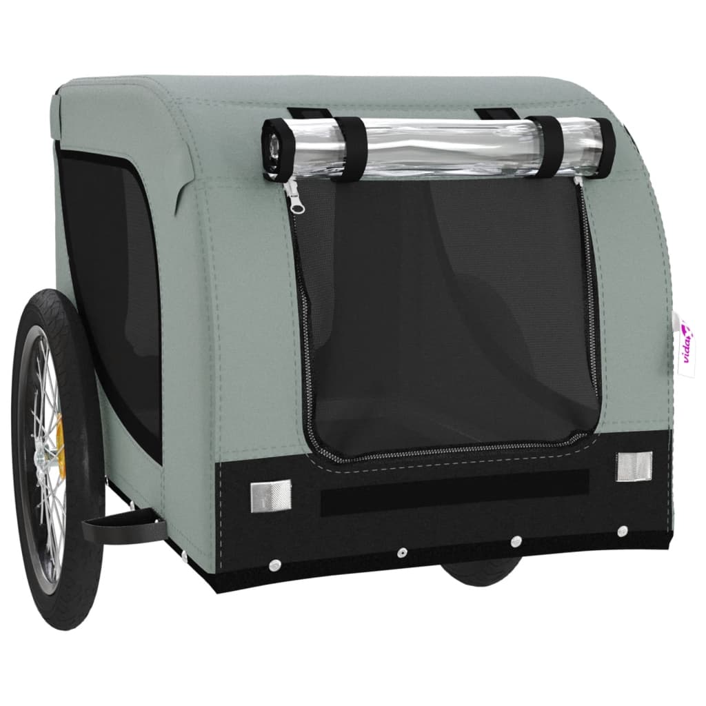 NNEVL Dog Bike Trailer Grey and Black Oxford Fabric and Iron-3