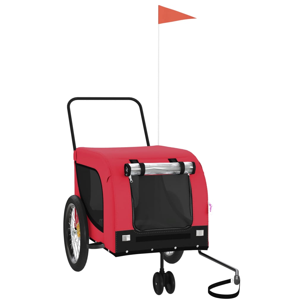 NNEVL Dog Bike Trailer Red and Black Oxford Fabric and Iron-1