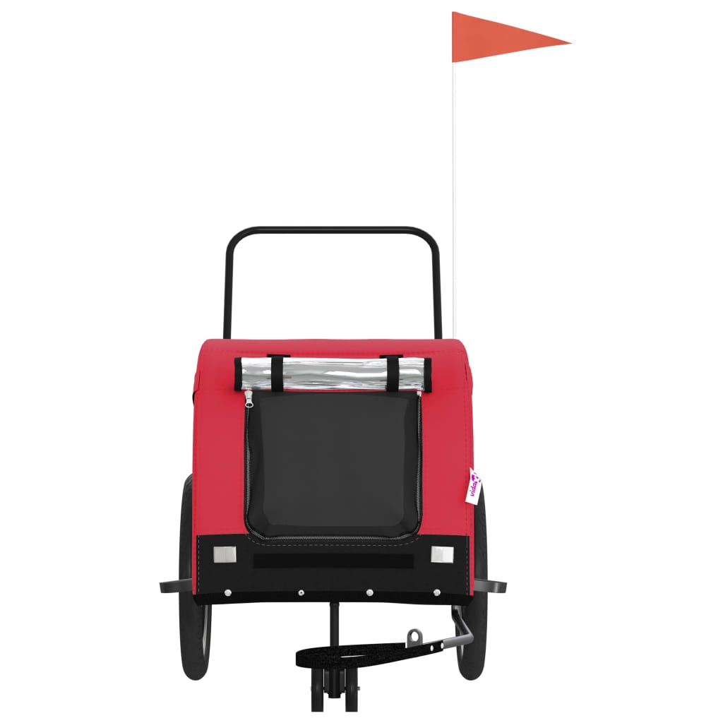 NNEVL Dog Bike Trailer Red and Black Oxford Fabric and Iron-2