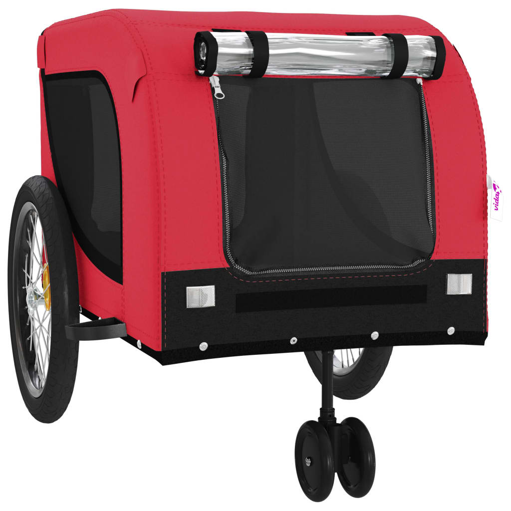 NNEVL Dog Bike Trailer Red and Black Oxford Fabric and Iron-3