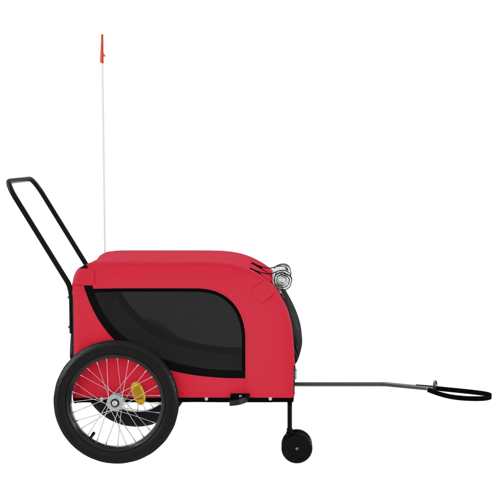 NNEVL Dog Bike Trailer Red and Black Oxford Fabric and Iron-4