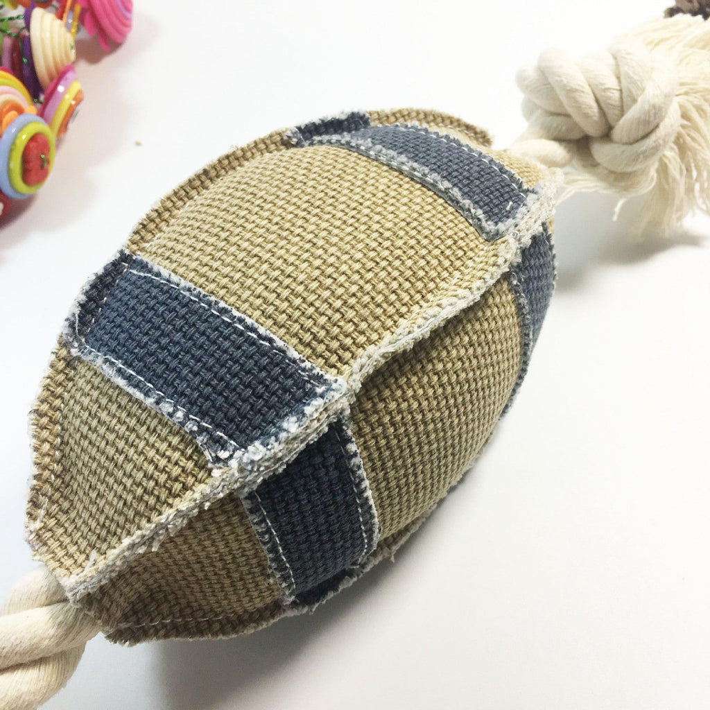Durable Linen Cotton Rope Dog Toy For Rugby Training - Bite Resistant And Engaging-2