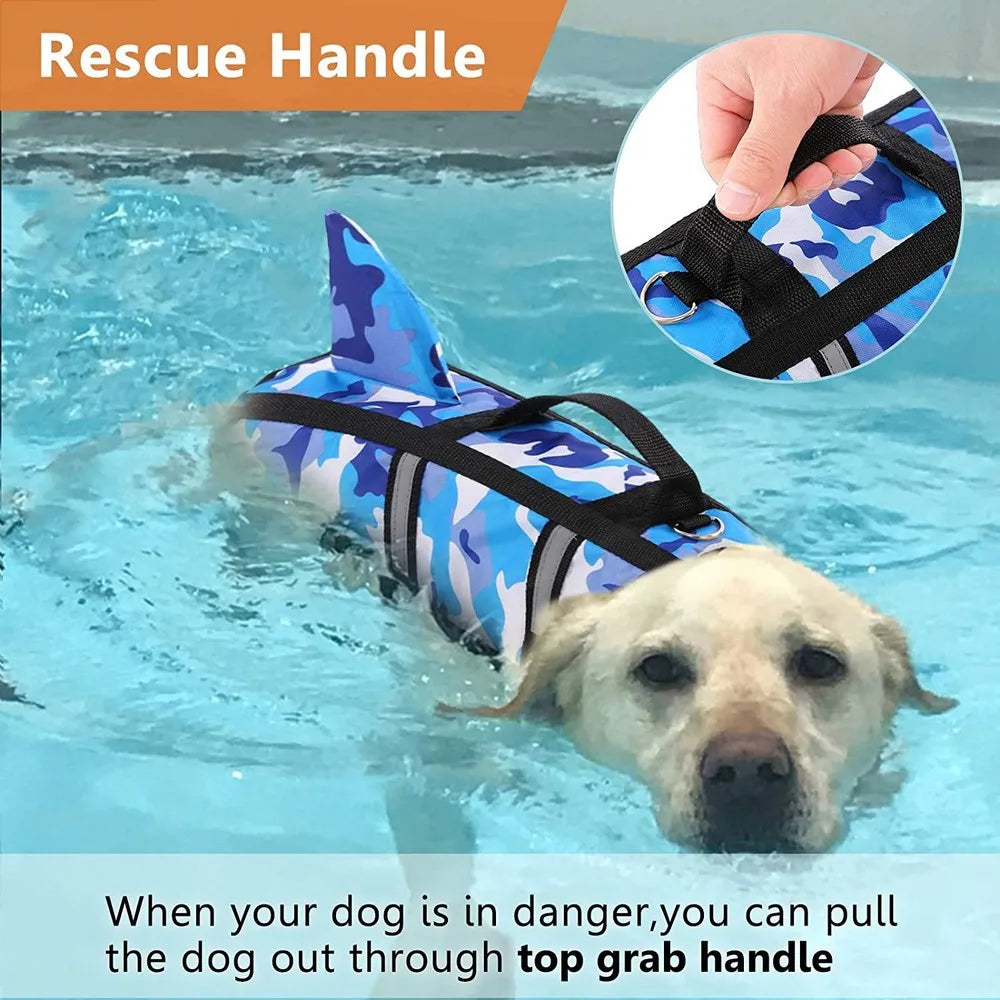 Pet Dog Life Jacket Shark Swim Vest-2