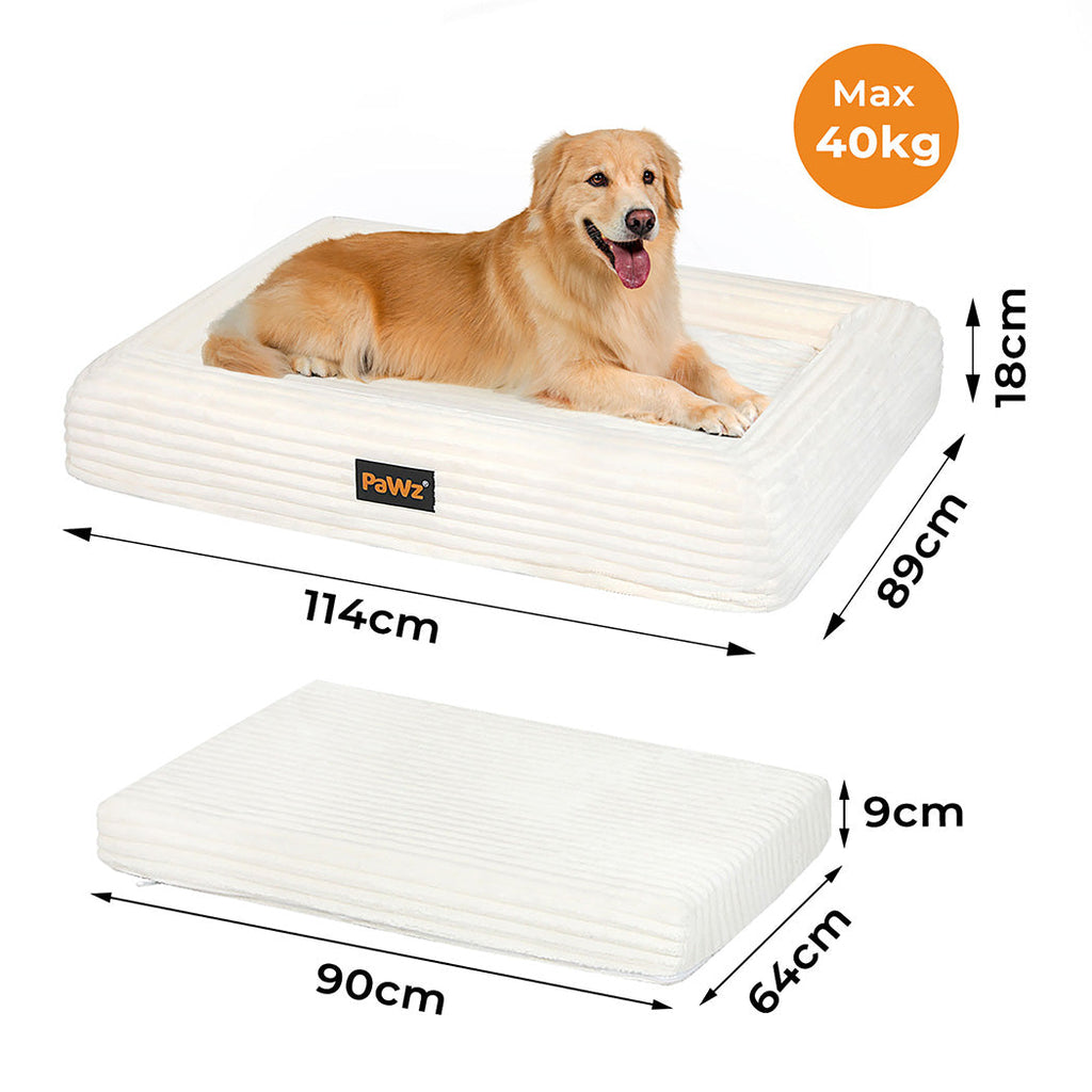 PaWz Orthopedisch Hondenbed – Beige – XXL – Ribstof – Waterdicht – Afneembare Hoes