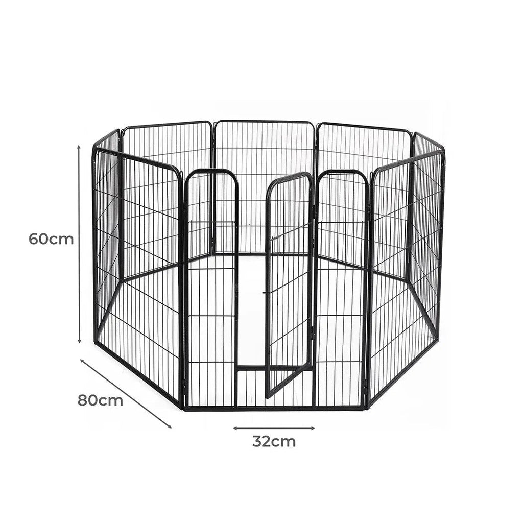 PaWz 8 Panel Pet Dog Playpen Puppy Exercise Black 24 inch-1