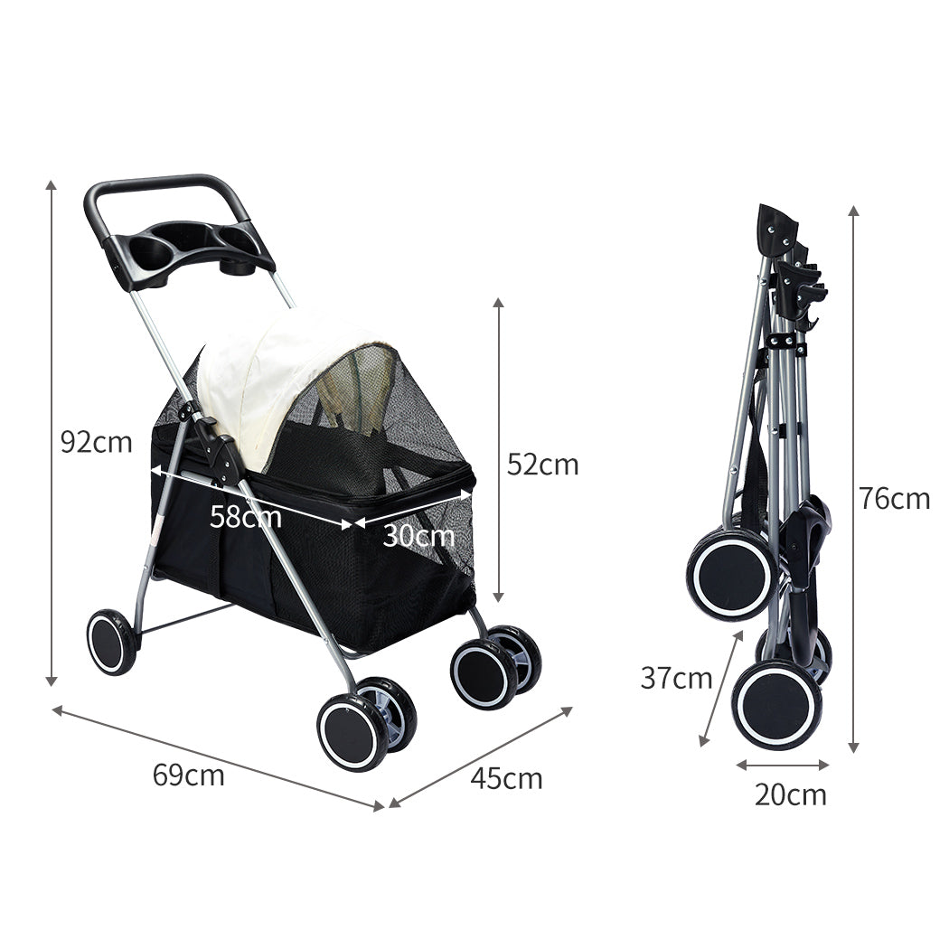 PaWz Large Pet Stroller Dog Cat Carrier Black-1