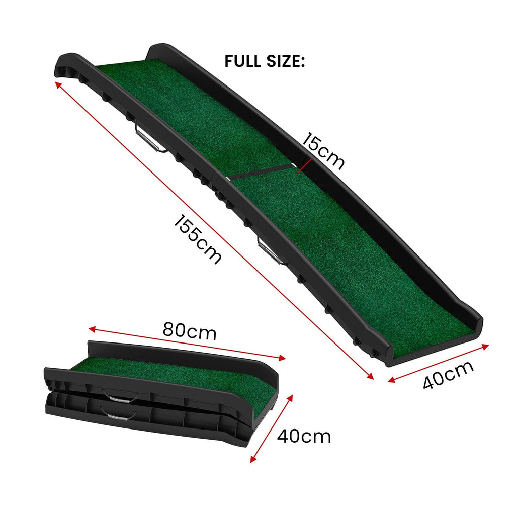 NNEDPE Foldable Plastic Dog Ramp with Synthetic Grass-2