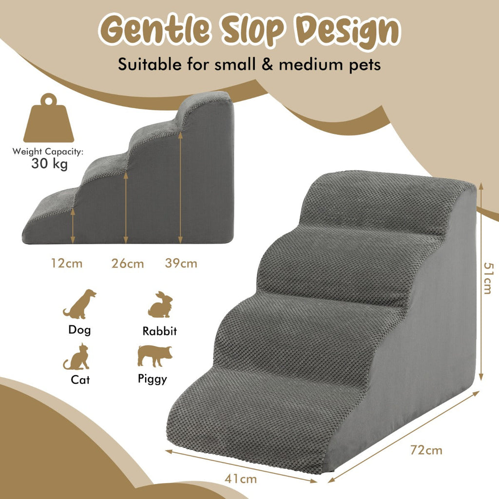 NNECW 4-Tier Foam Dog Ramp with Washable Zippered Cover-3