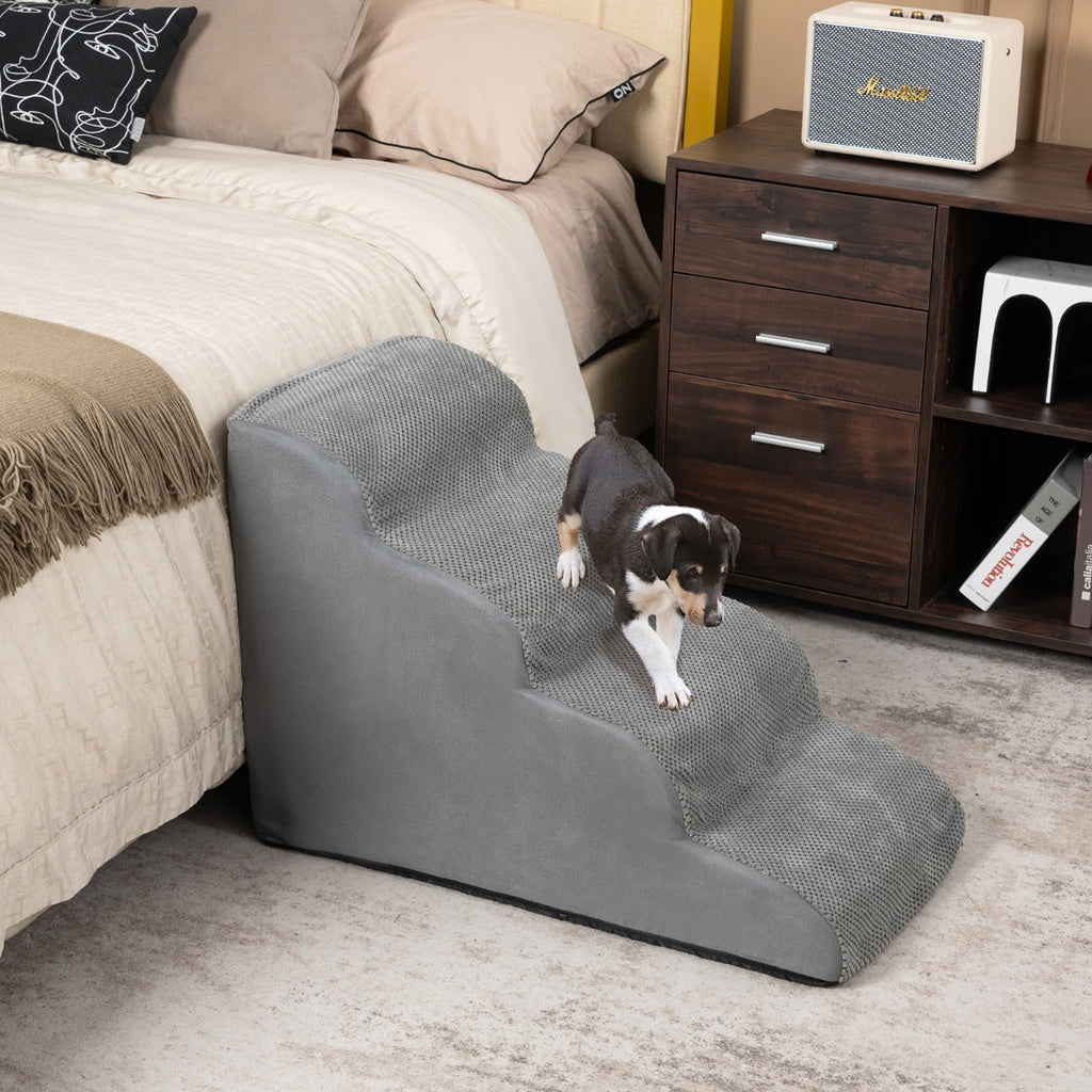 NNECW 4-Tier Foam Dog Ramp with Washable Zippered Cover-0