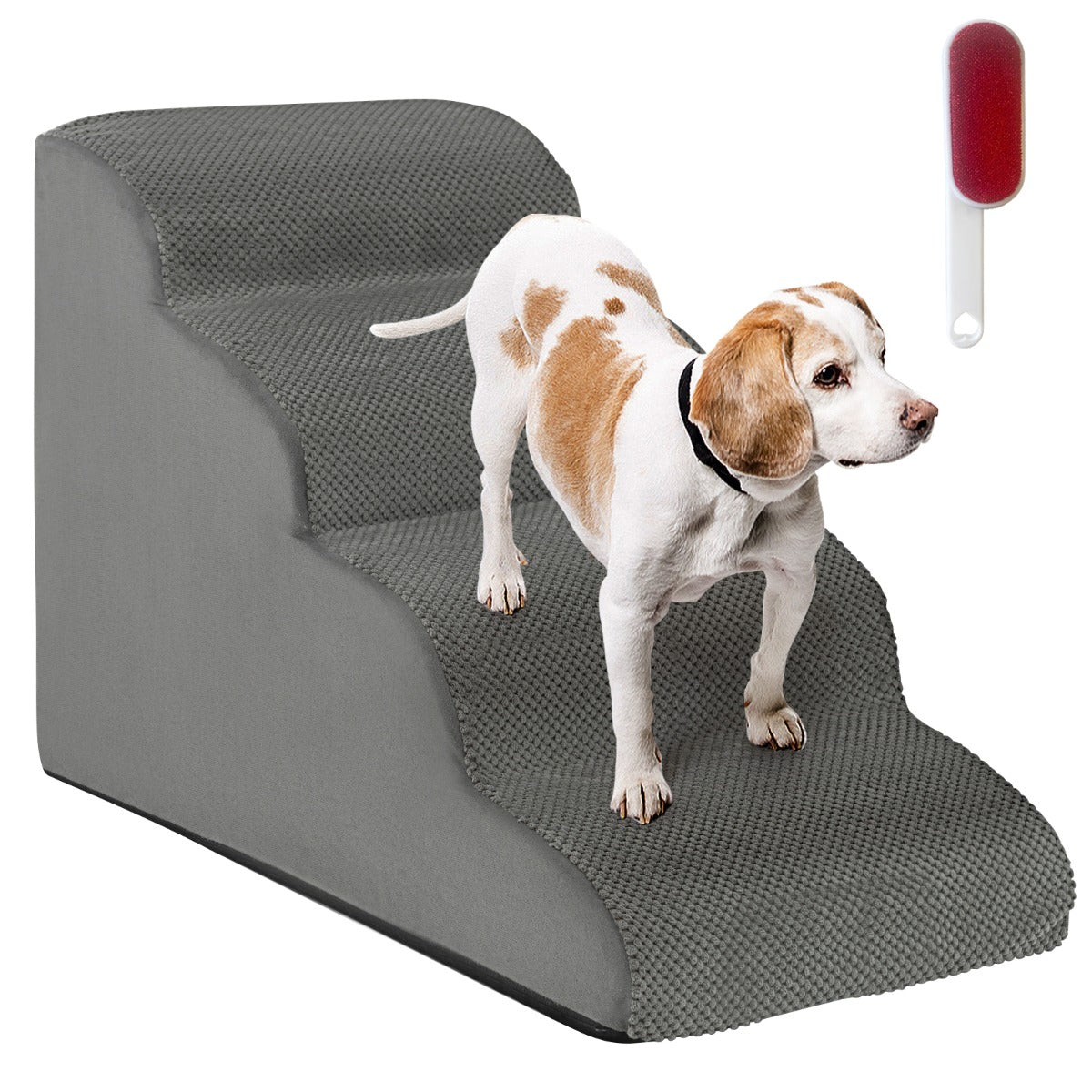 NNECW 4-Tier Foam Dog Ramp with Washable Zippered Cover-1